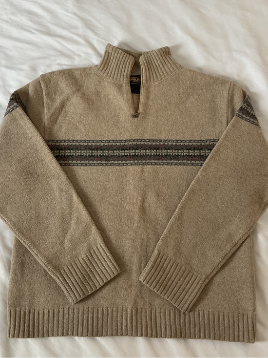 Woolrich Sweaters - Woolrich Women’s Beige Lambswool Quarter Zip Sweater – Fair Isle Knit